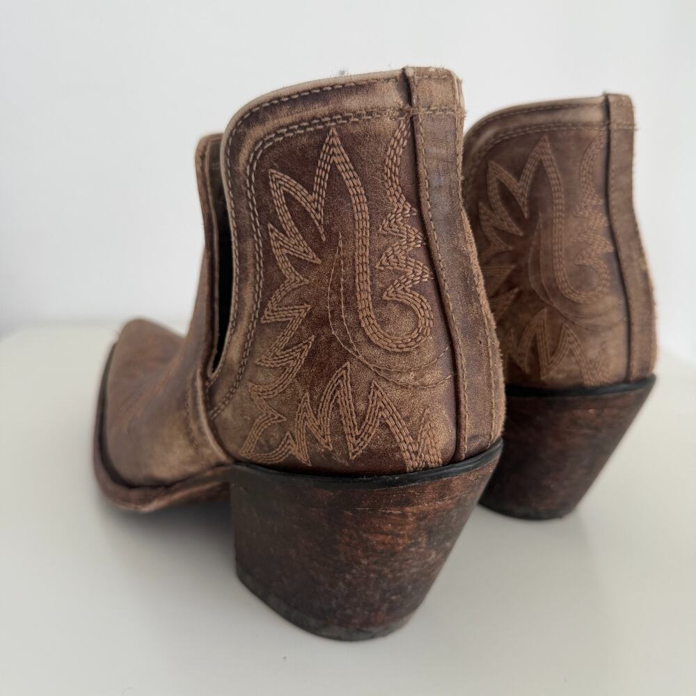 Ariat Dixon Boots Women 8.5B Brown Distressed Cowgirl X Toe Western Snip Bootie - Picture 5 of 14
